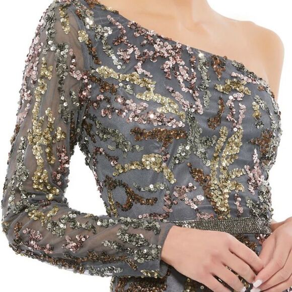 MAC DUGGAL Women’s Embellished Sequined One Shoulder Cocktail Dress in Size 10 - Picture 7 of 10